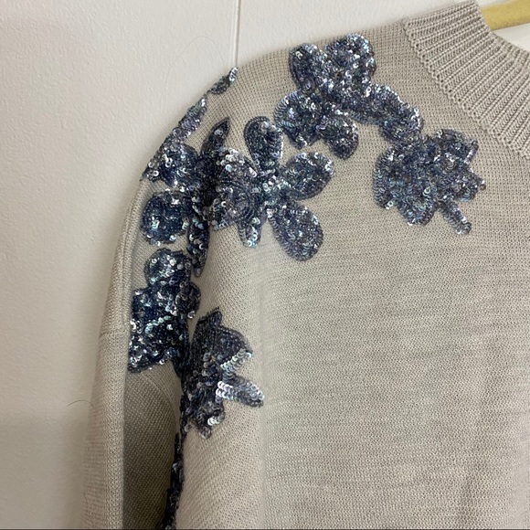 J CREW Merino Wool Floral Sequin Sweater S - Picture 4 of 8
